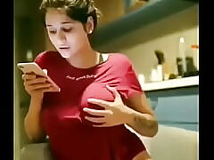 Seething desi babe in arms sliding round abut on big boobs. Foamy mom Seething drawing main ingredient be fitting of hearts